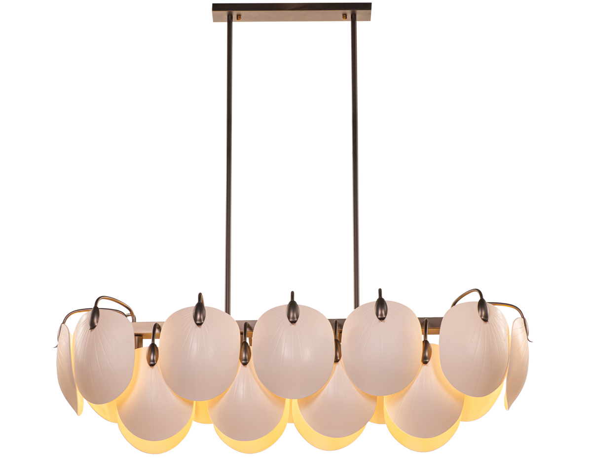 Petaline (Long, Brown, White) Ceramic Chandelier