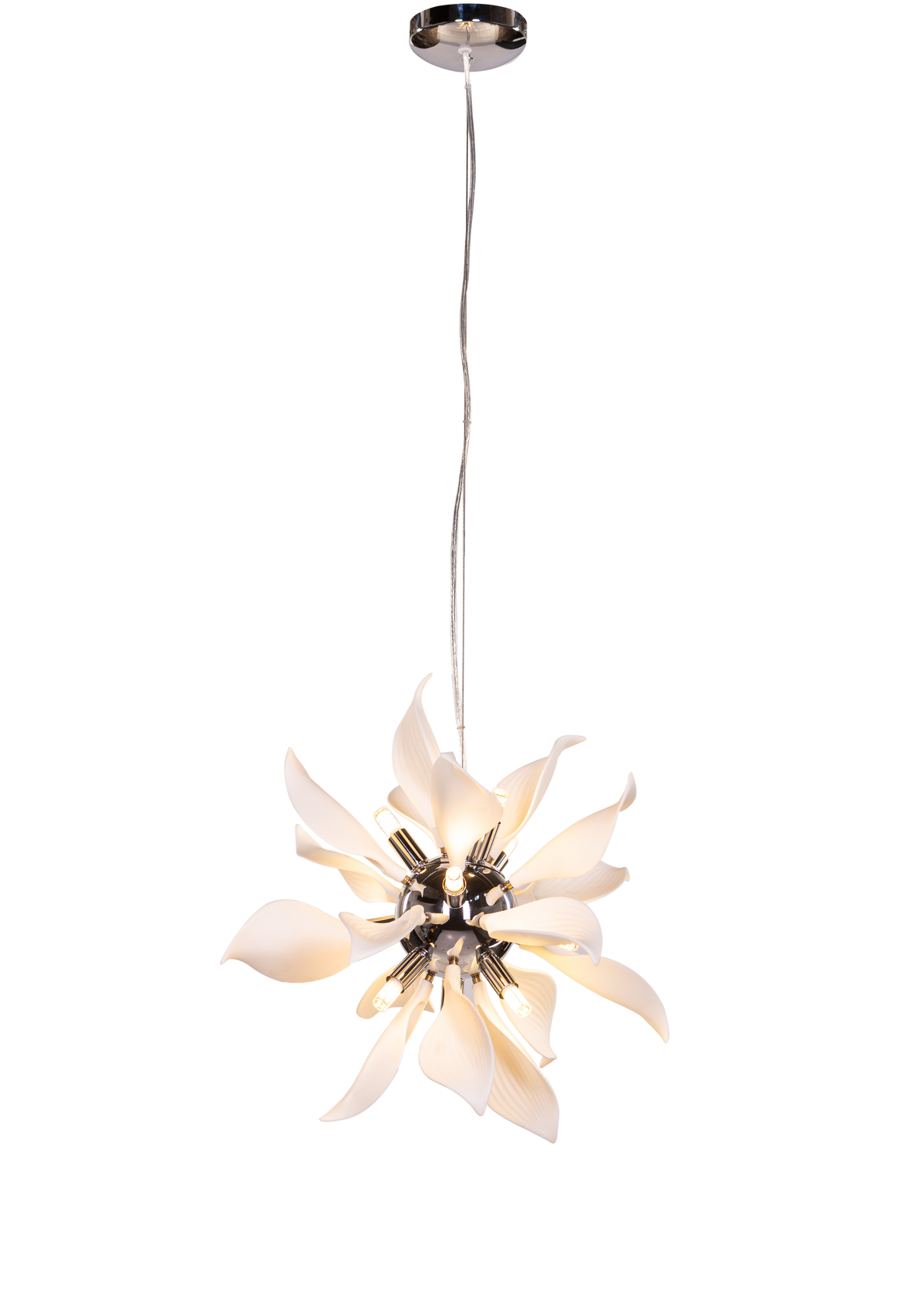 Ocean Lily (Chrome, White) Ceramic Pendant Light