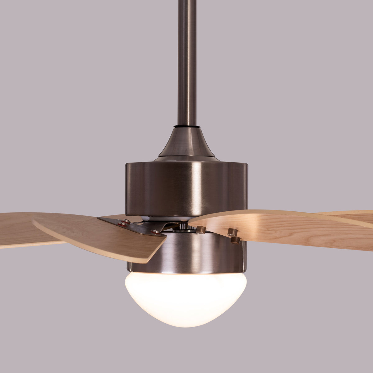 Casablanca (76 cm Span, Chrome Finish Metal Body, Maple Finish MDF Blades) Dimmable LED With Remote Control Ceiling Fan