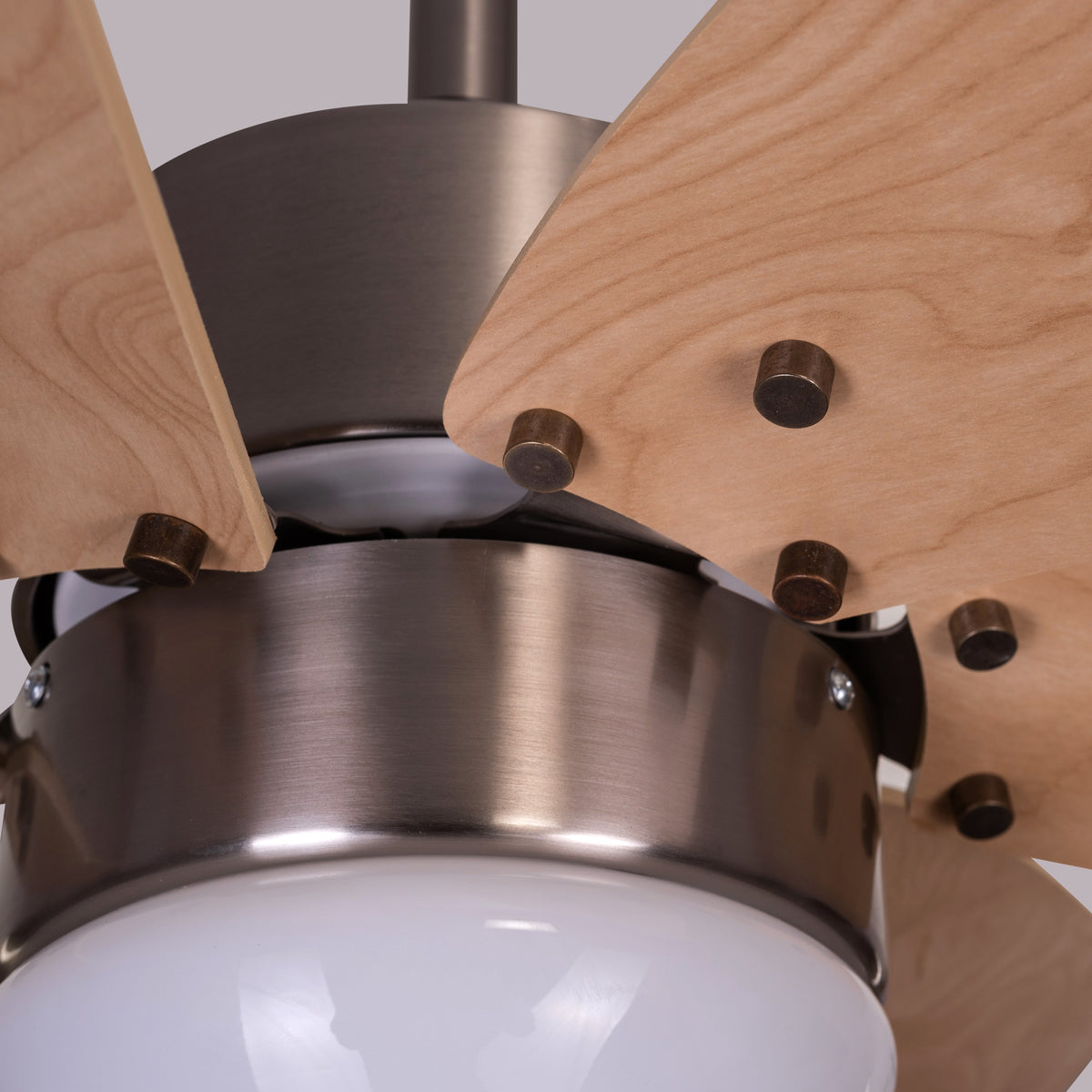 Casablanca (76 cm Span, Chrome Finish Metal Body, Maple Finish MDF Blades) Dimmable LED With Remote Control Ceiling Fan