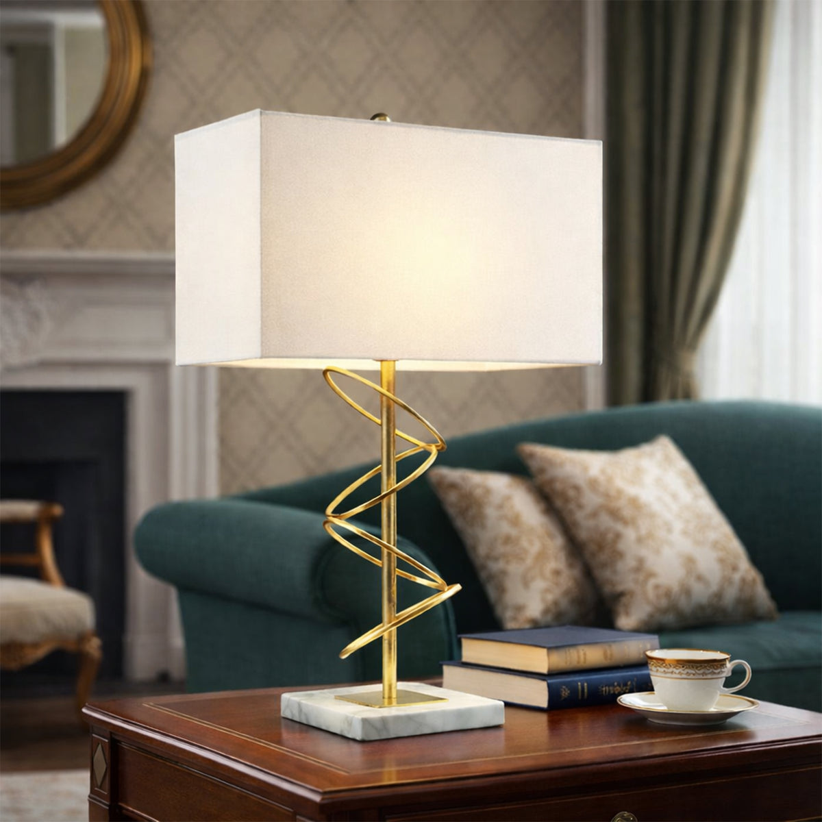 The Fibonacci Gold Leaf Loop Table Lamp
