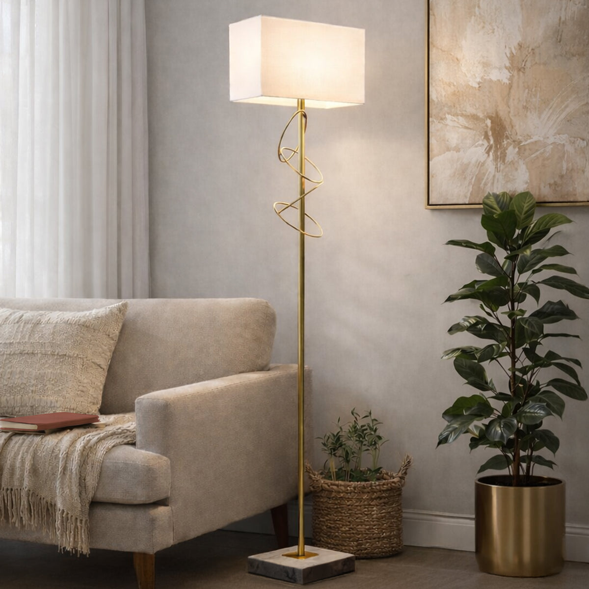 The Gotham Coil Gold Leaf Floor Lamp