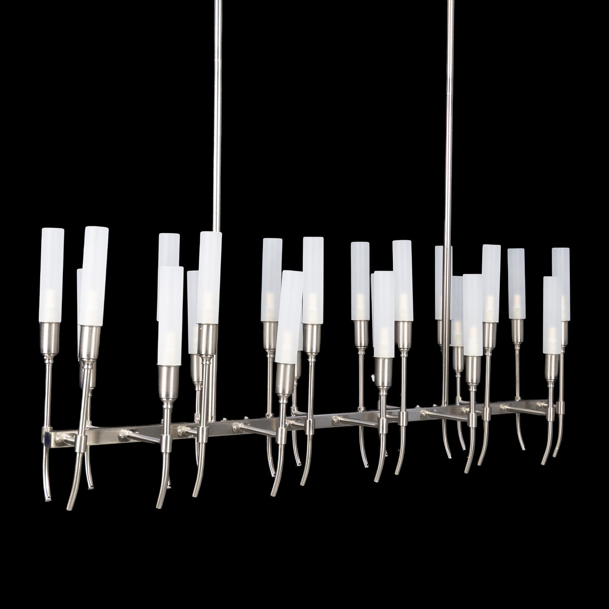 Cavendish (Rectangular, Gold, S.S Finish) Frosted Glass Chandelier