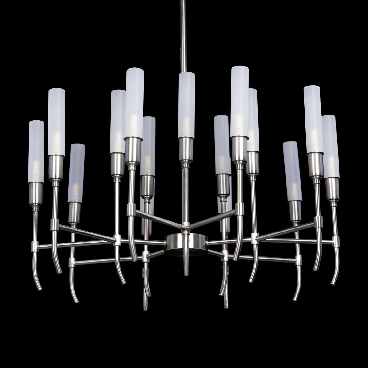 Cavendish (Round, S.S Finish) Frosted Glass Chandelier