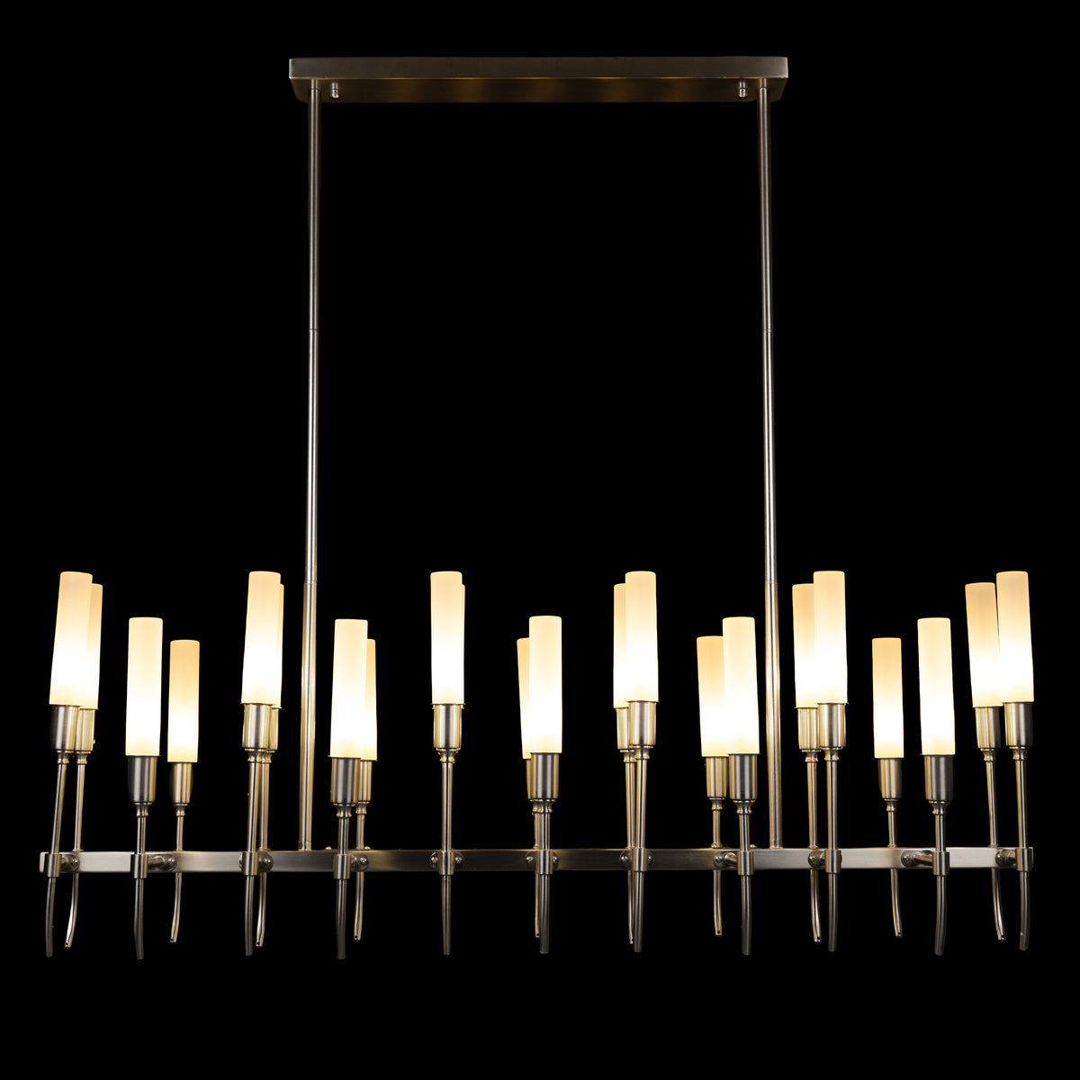 Cavendish (Rectangular, Gold, S.S Finish) Frosted Glass Chandelier