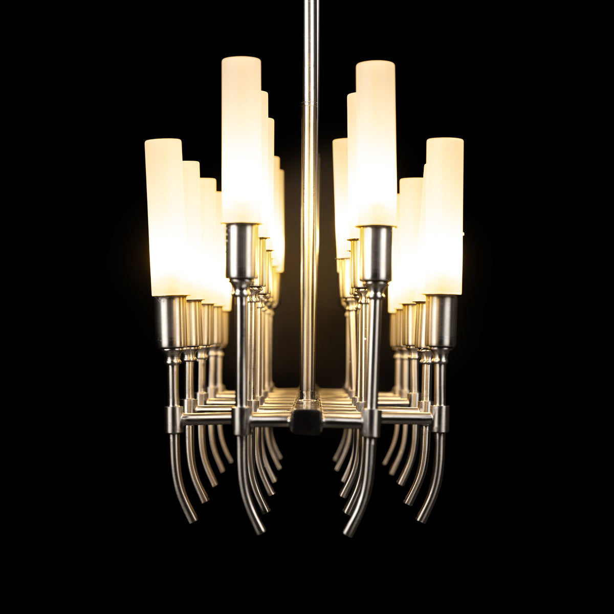 Cavendish (Rectangular, Gold, S.S Finish) Frosted Glass Chandelier