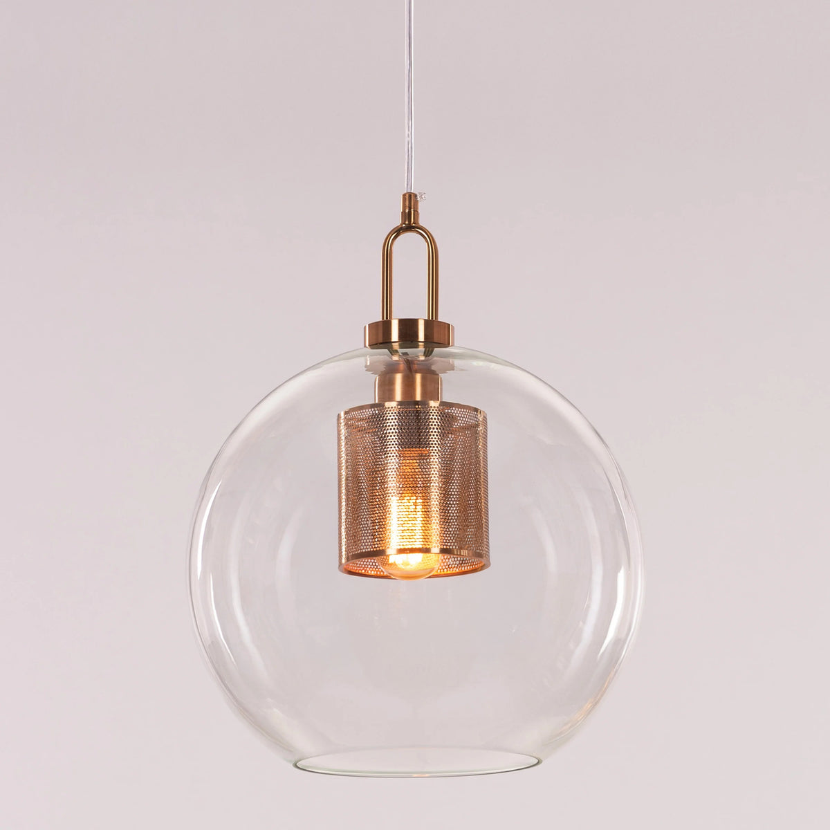 Good To Glow (Medium, Gold) Clear Glass Round Pendant Light