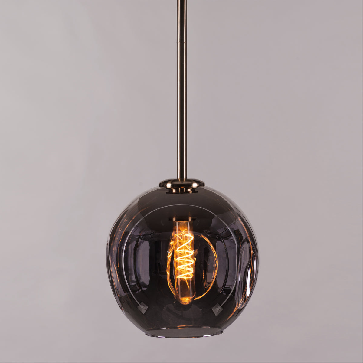 Tear Drop (Long, Smokey Grey, Gold) Glass Pendant Light
