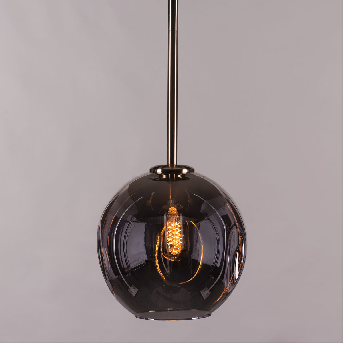 Tear Drop (Long, Smokey Grey, Gold) Glass Pendant Light