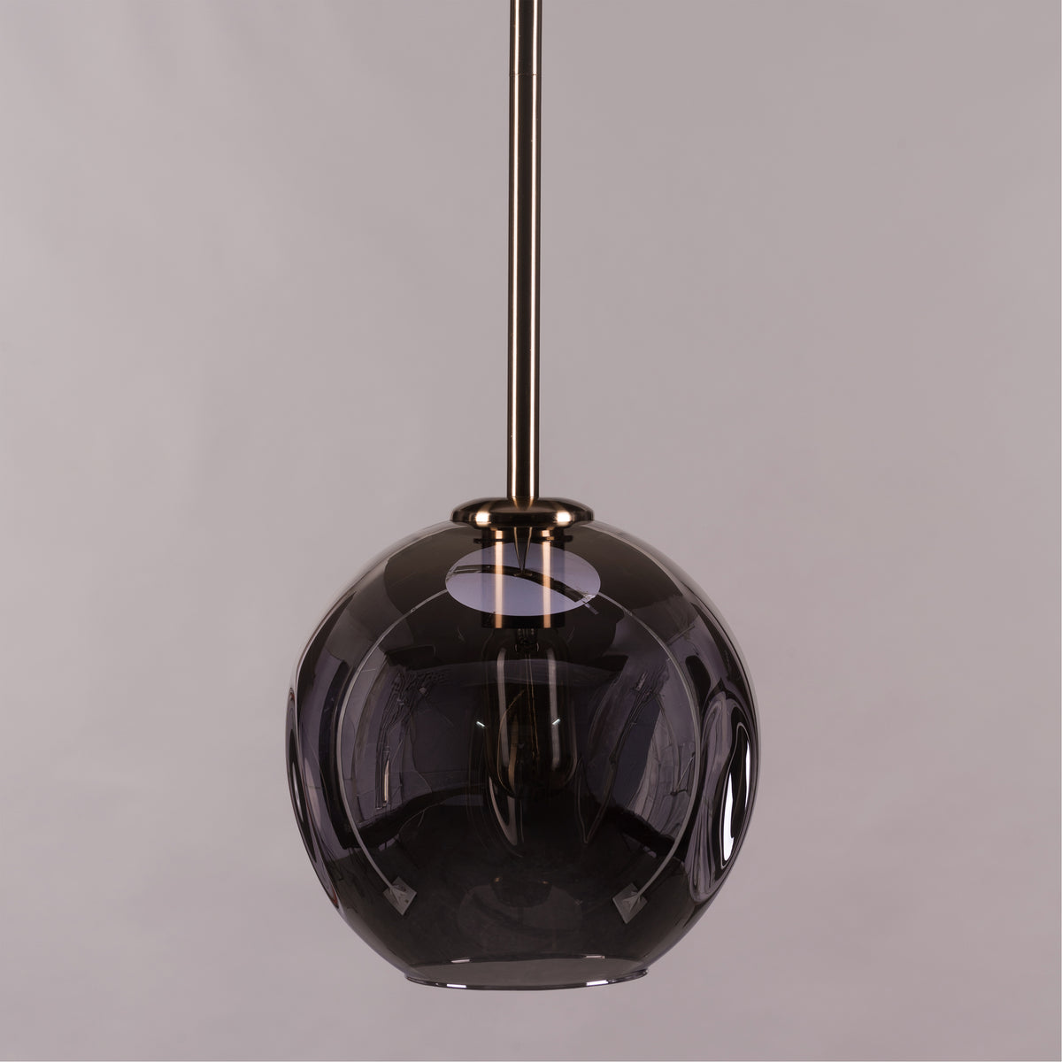 Tear Drop (Long, Smokey Grey, Gold) Glass Pendant Light
