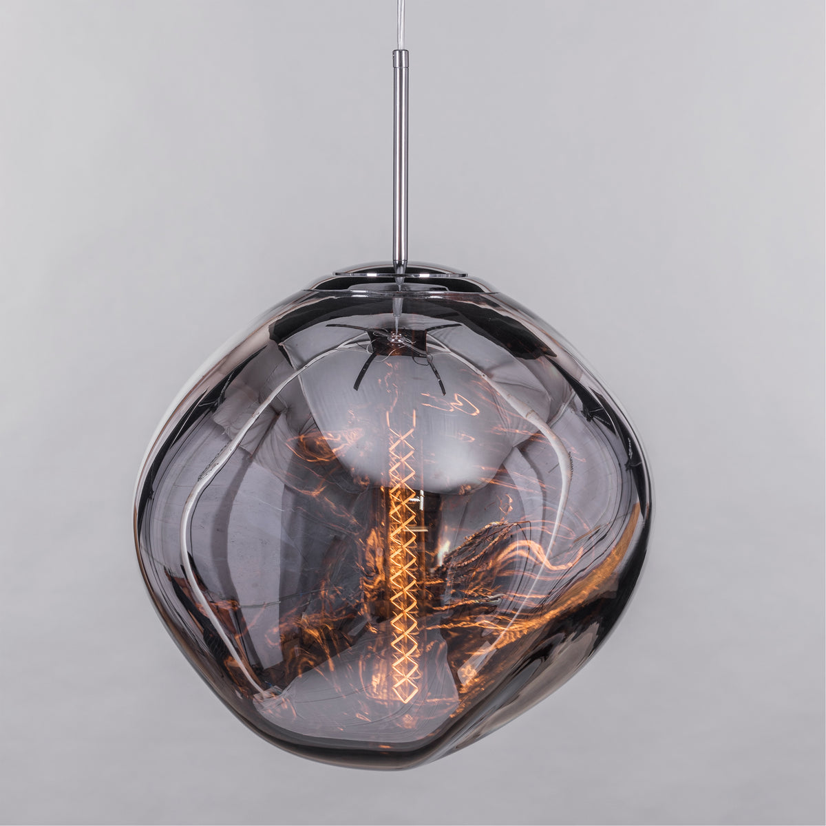 Ongoing Love (Large, Chrome, Smokey Grey) Glass Pendant Light