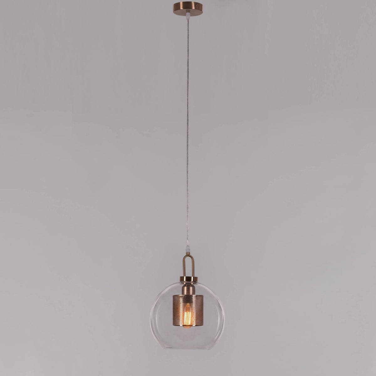 Good To Glow (Small, Gold) Clear Glass Round Pendant Light