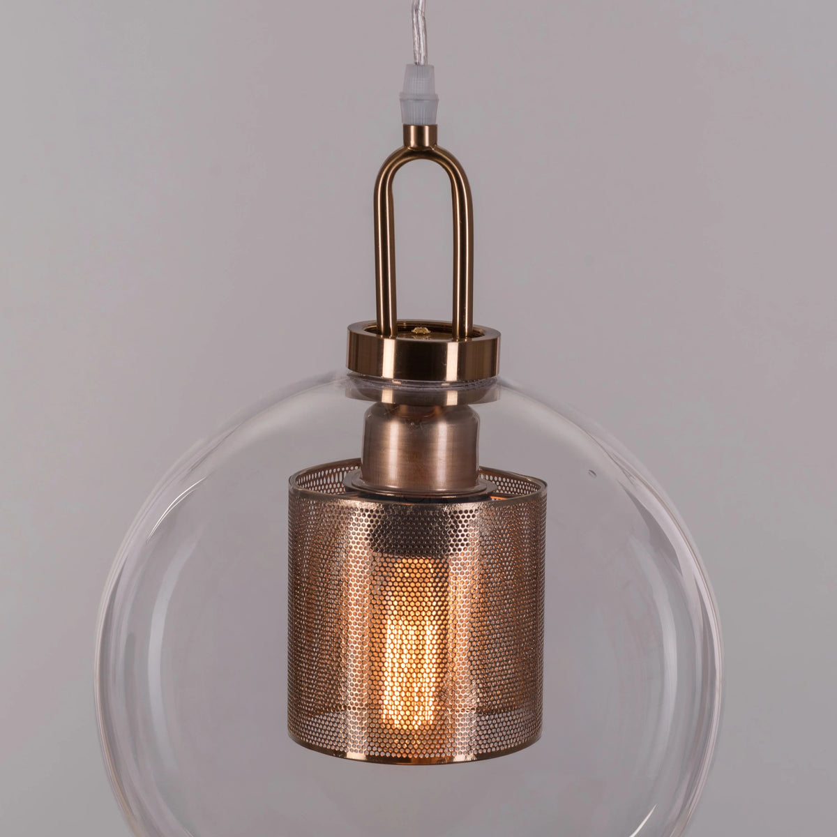 Good To Glow (Small, Gold) Clear Glass Round Pendant Light