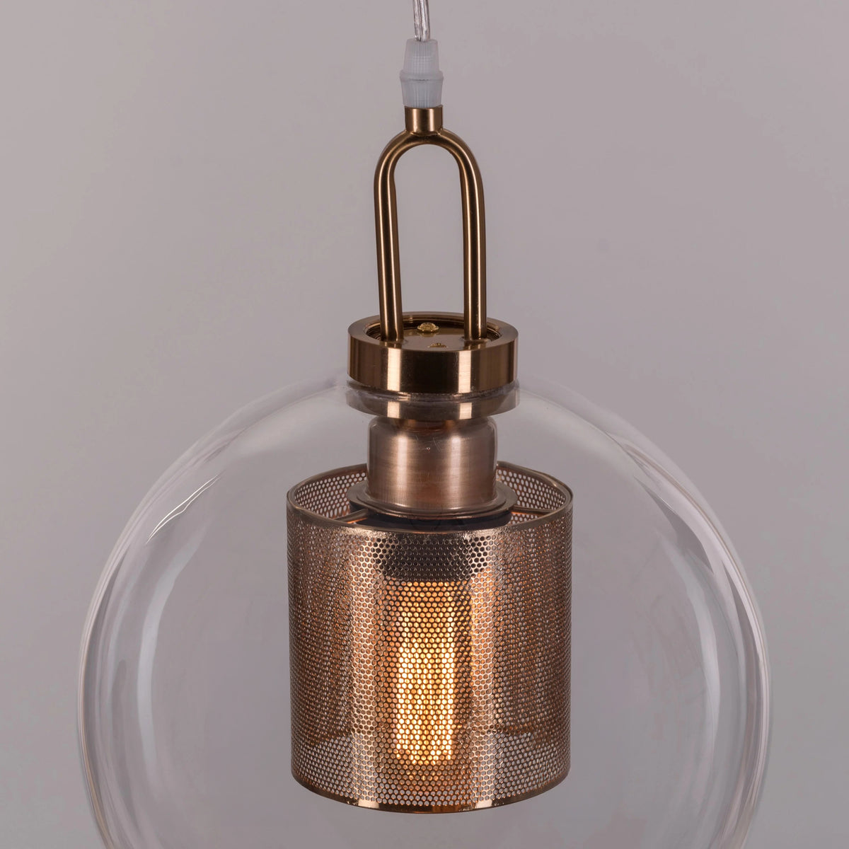 Good To Glow (Small, Gold) Clear Glass Round Pendant Light