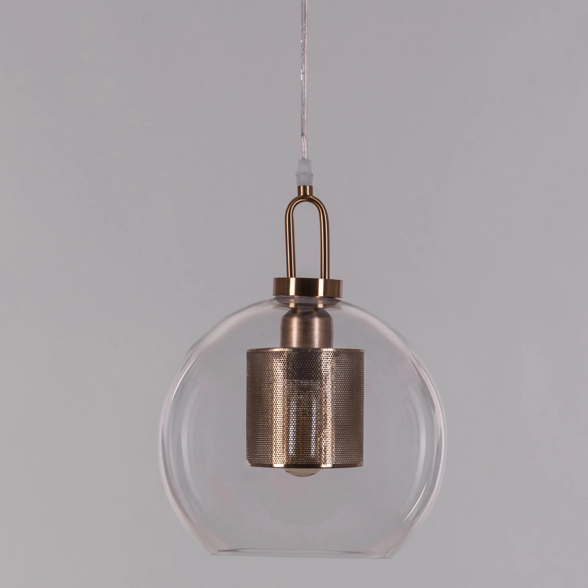 Good To Glow (Small, Gold) Clear Glass Round Pendant Light