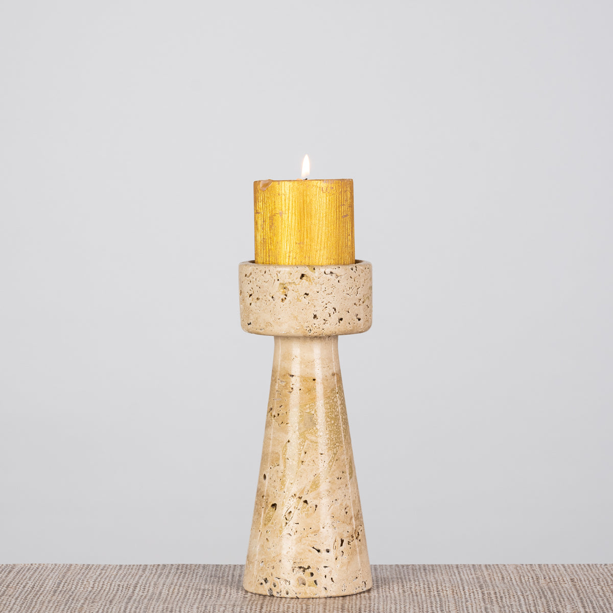 Twinning Sable (Large, Beige) Marble Candle Holder