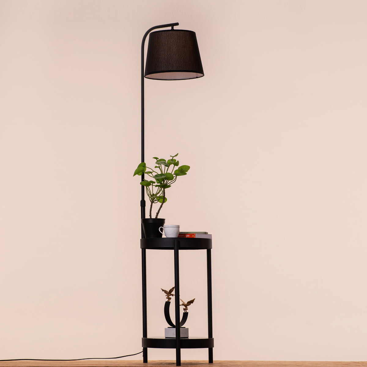 Three Steps Back (Black) Glass Floor Lamp