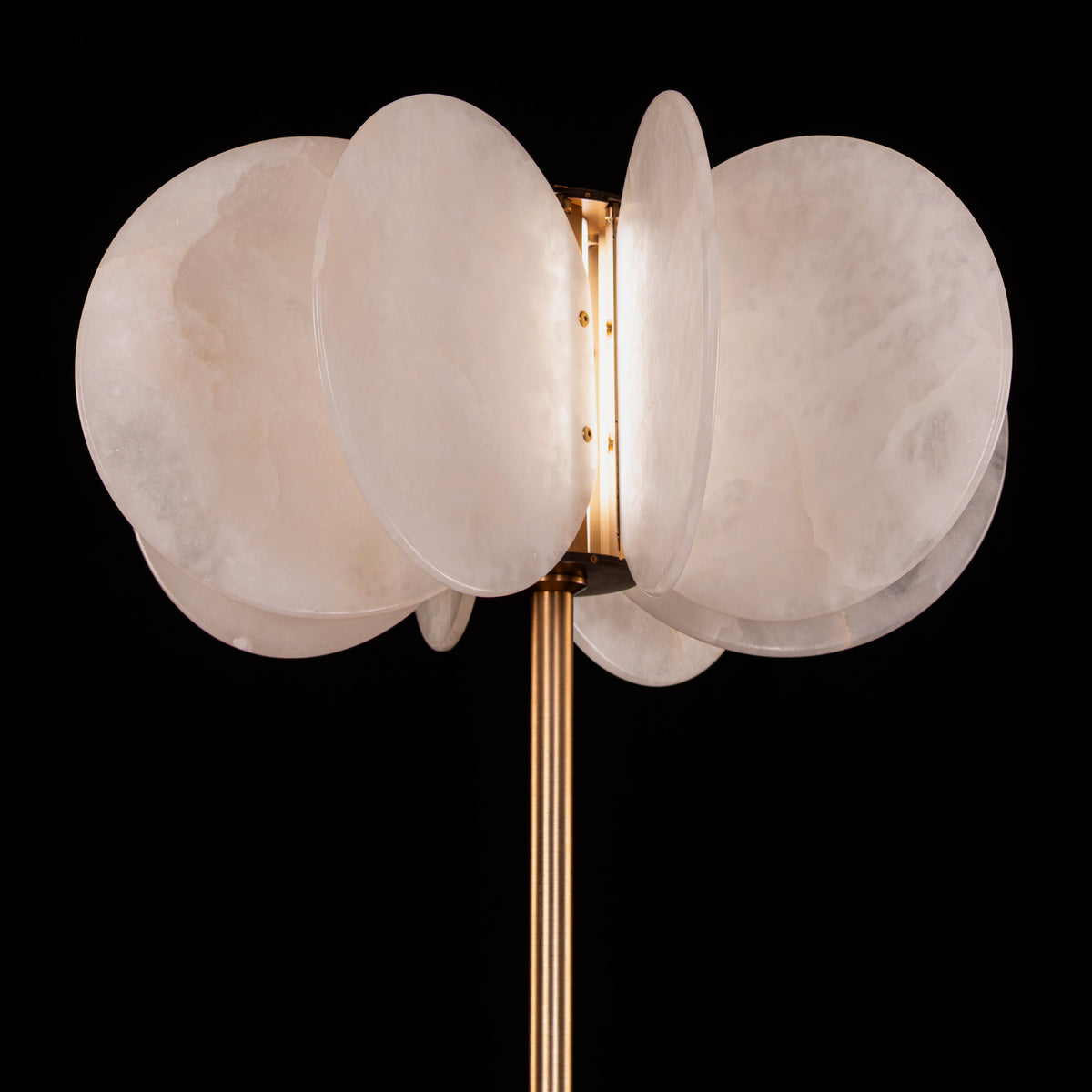 Anisora (White, Gold) 3 Color LED Natural White Spanish Alabaster Floor Lamp