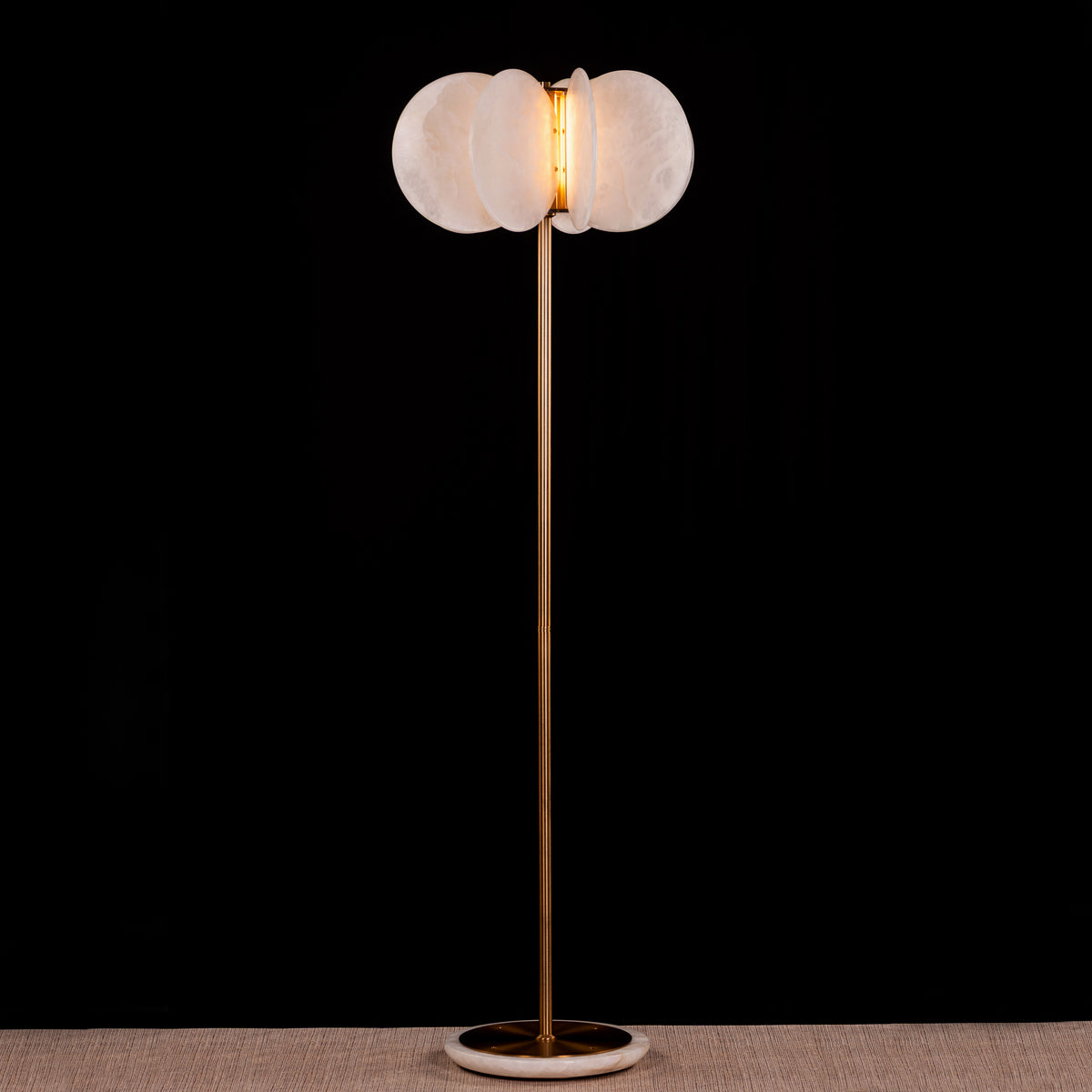 Anisora (White, Gold) 3 Color LED Natural White Spanish Alabaster Floor Lamp