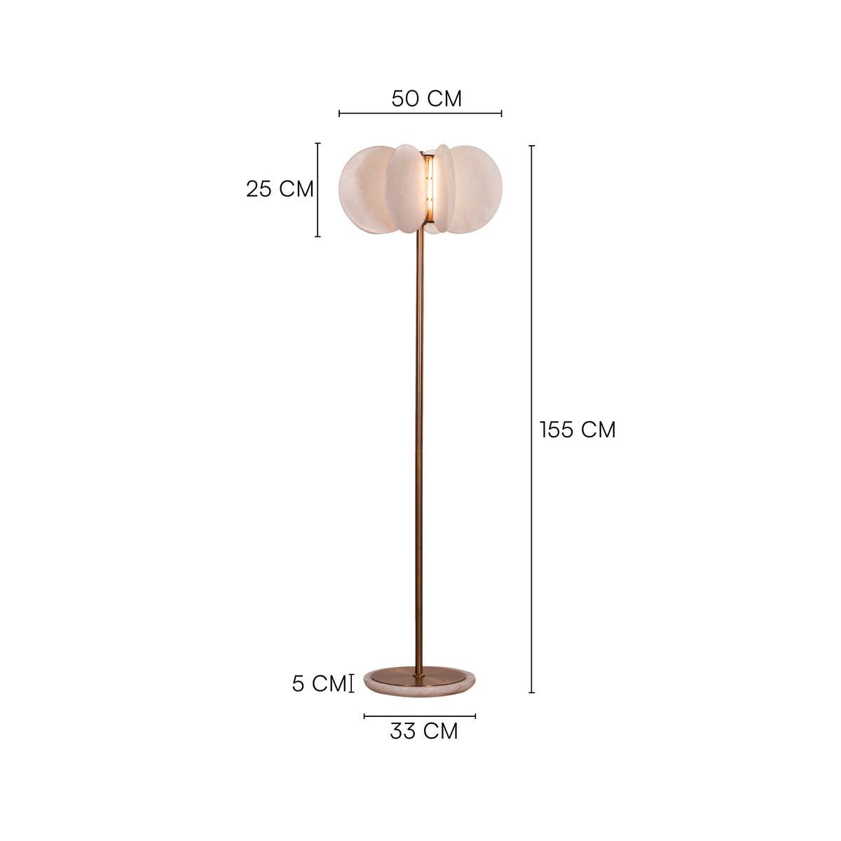 Anisora (White, Gold) 3 Color LED Natural White Spanish Alabaster Floor Lamp