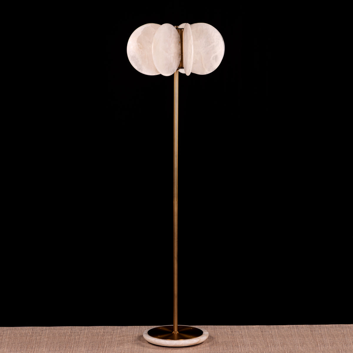 Anisora (White, Gold) 3 Color LED Natural White Spanish Alabaster Floor Lamp