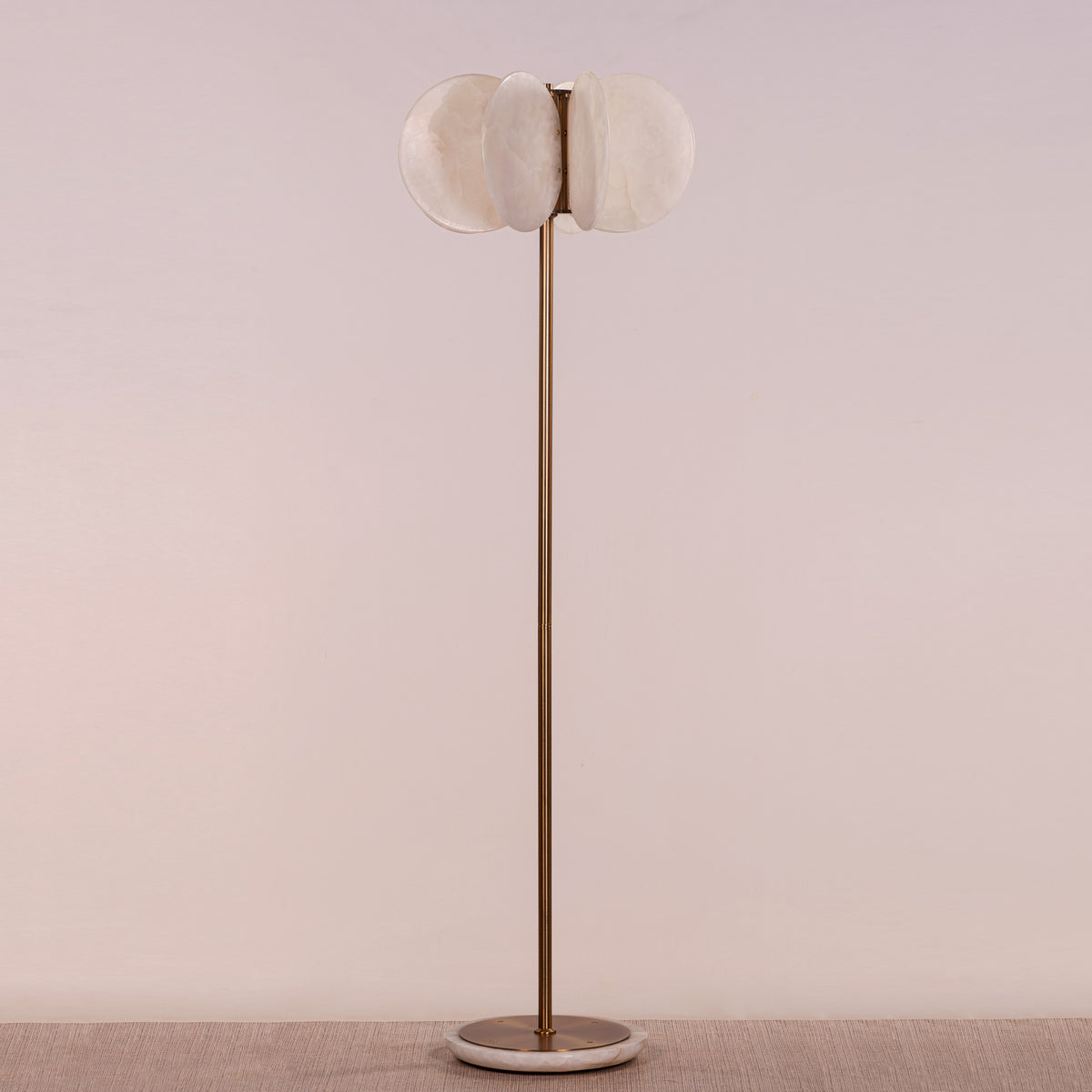 Anisora (White, Gold) 3 Color LED Natural White Spanish Alabaster Floor Lamp
