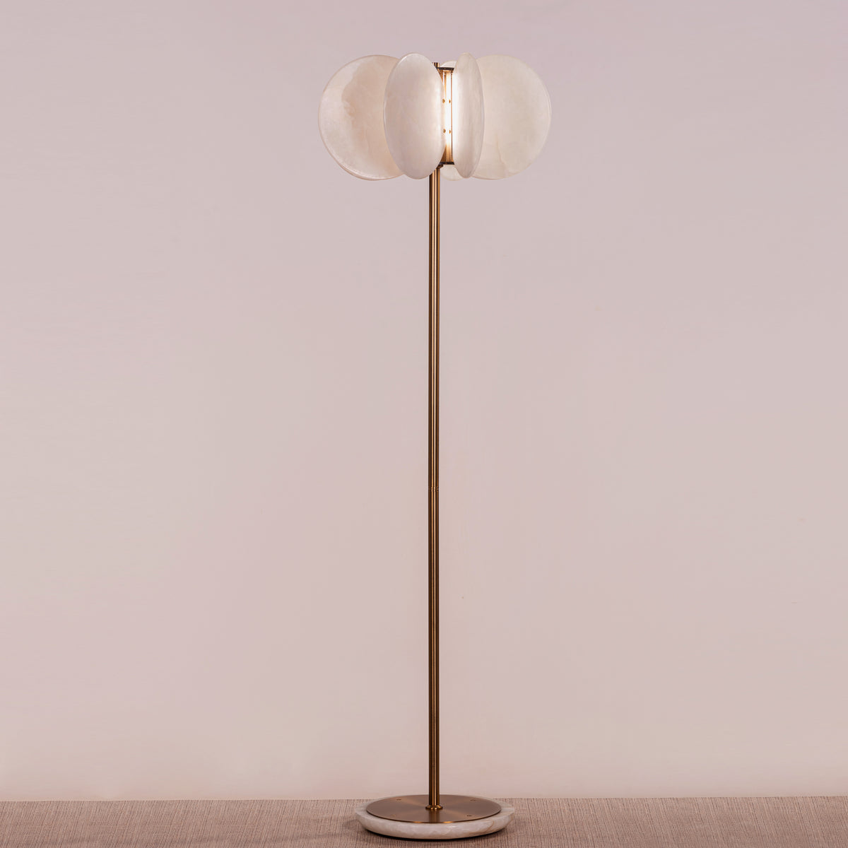 Anisora (White, Gold) 3 Color LED Natural White Spanish Alabaster Floor Lamp