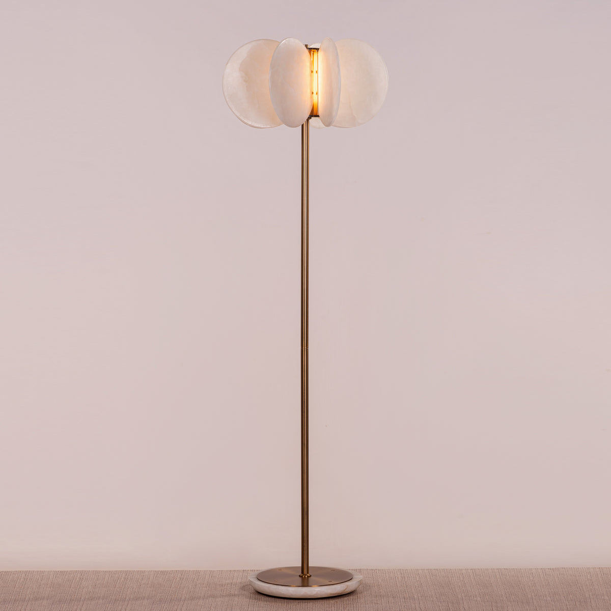 Anisora (White, Gold) 3 Color LED Natural White Spanish Alabaster Floor Lamp