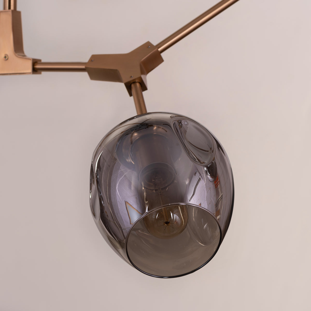 Games People Play (Large, Gold, Smokey Grey, 10 Head) Glass Chandelier