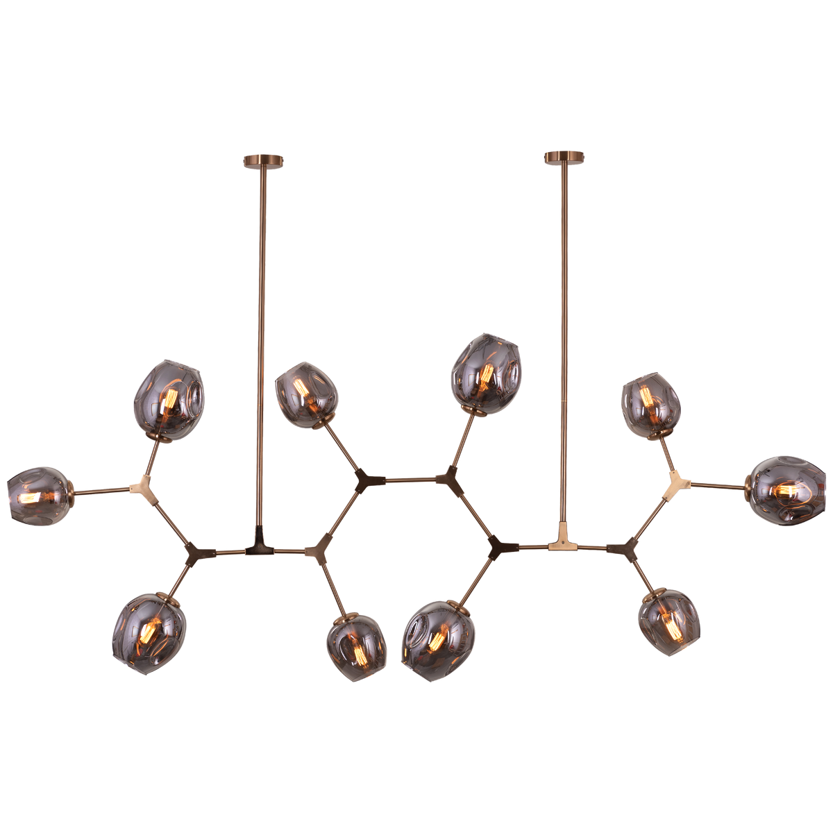 Games People Play (Large, Gold, Smokey Grey, 10 Head) Glass Chandelier
