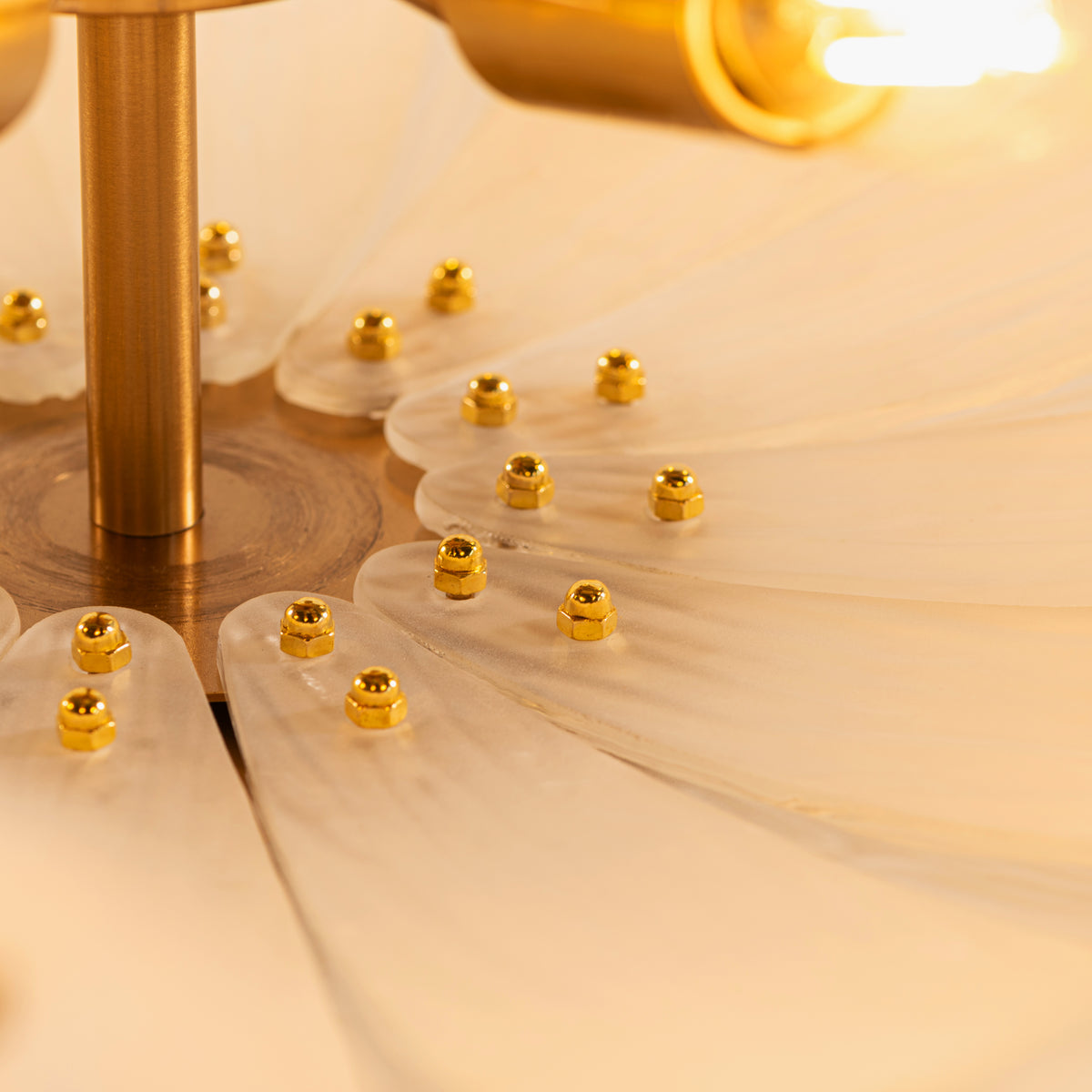 Althea (Gold, White) Frosted with Textured Glass Chandelier
