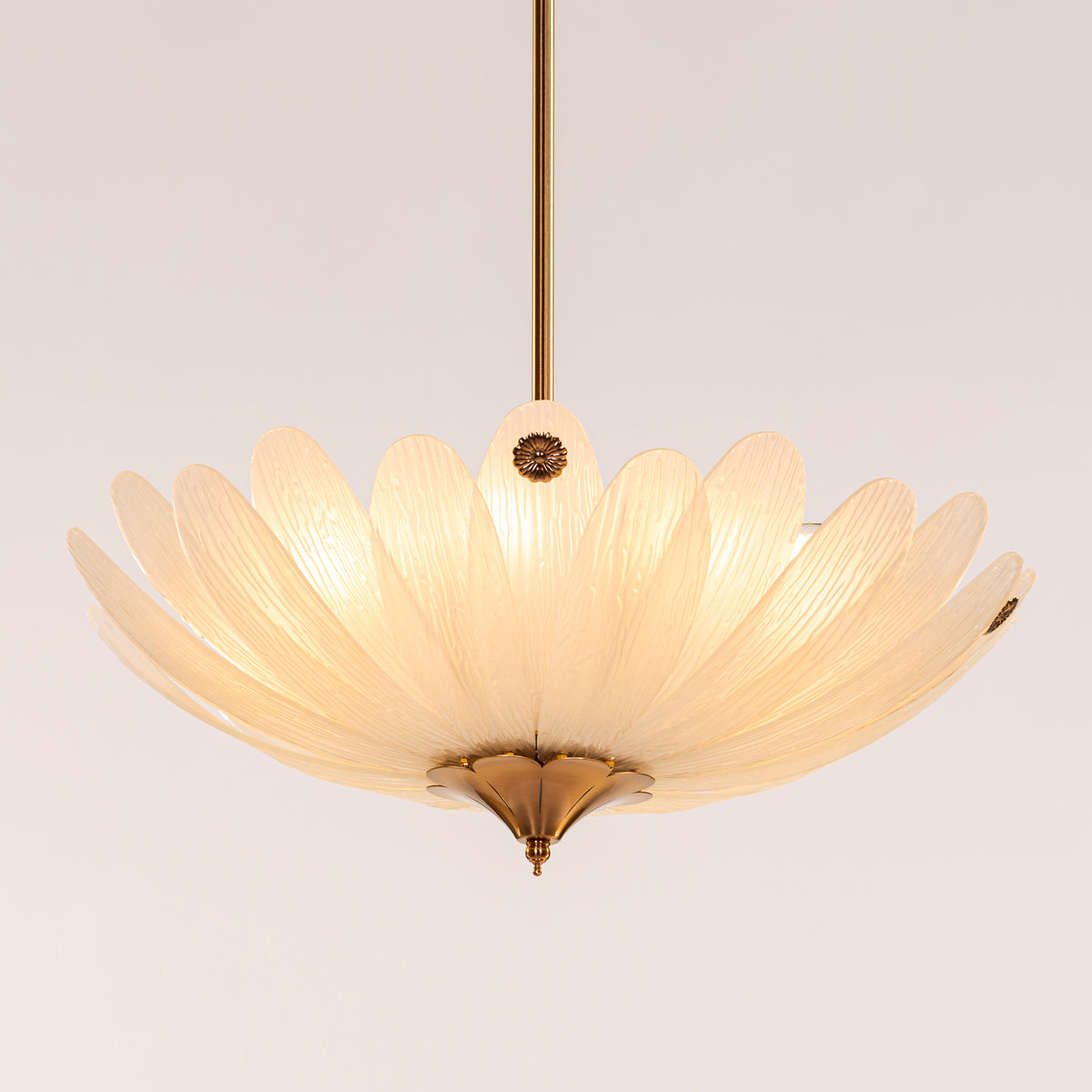 Althea (Gold, White) Frosted with Textured Glass Chandelier