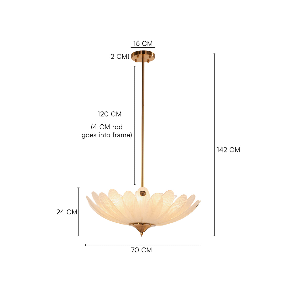 Althea (Gold, White) Frosted with Textured Glass Chandelier