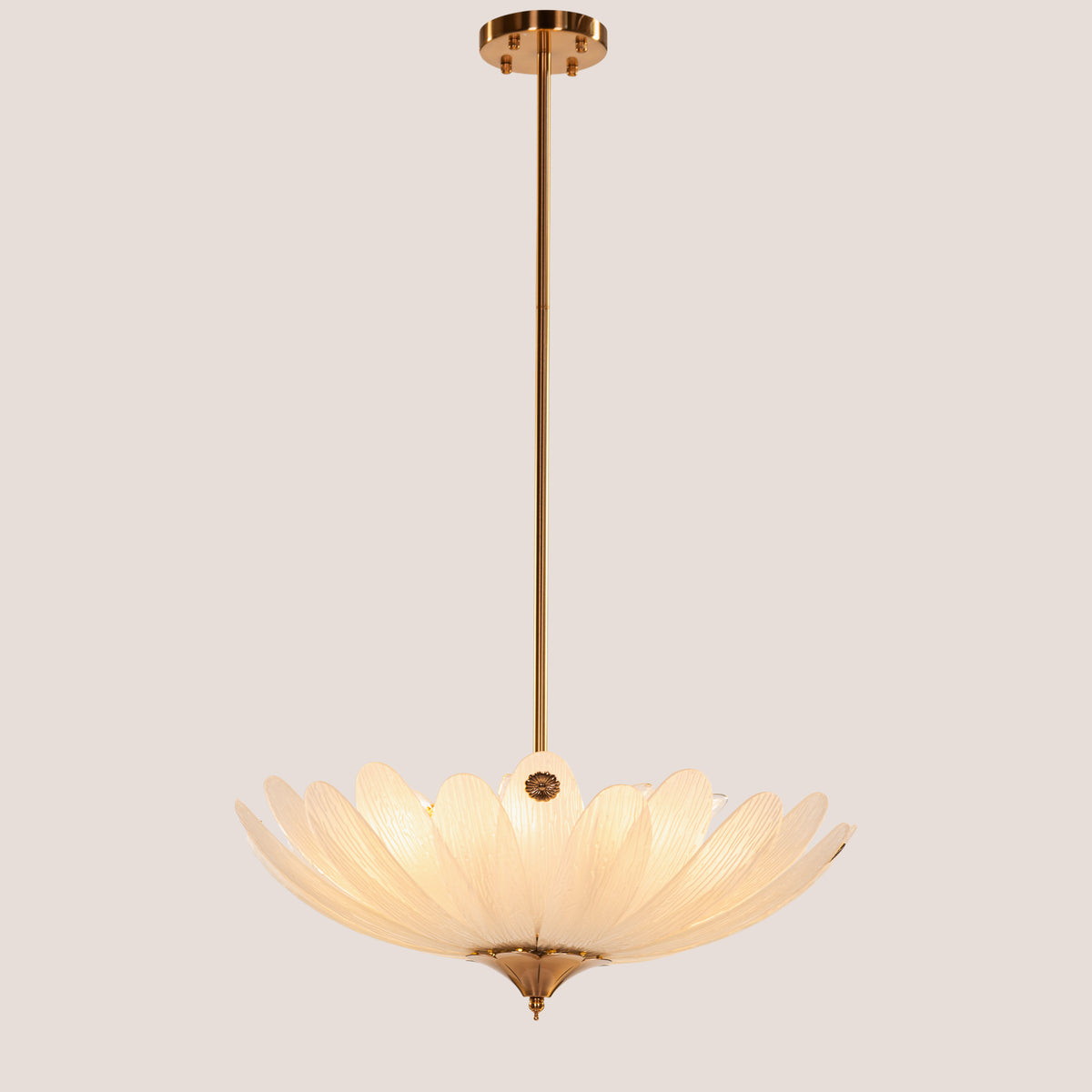 Althea (Gold, White) Frosted with Textured Glass Chandelier