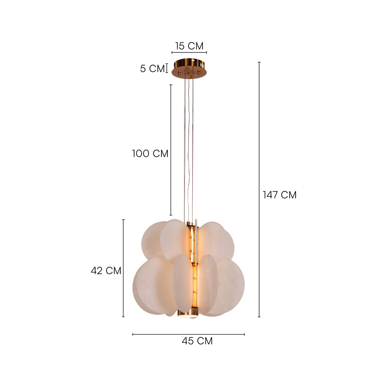 Anisora (White, Gold) 3 Color LED Natural White Spanish Alabaster Chandelier