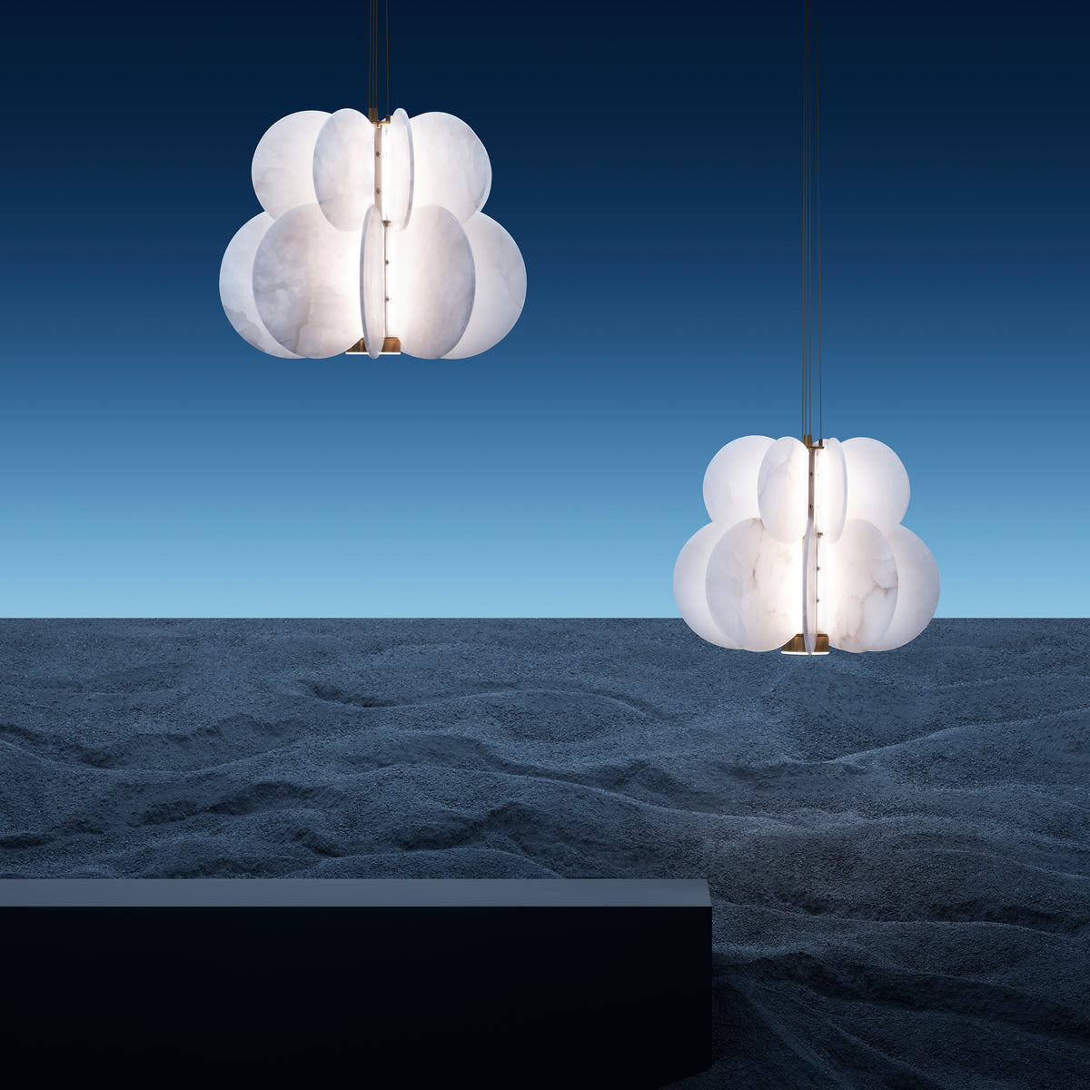Anisora (White, Gold) 3 Color LED Natural White Spanish Alabaster Chandelier