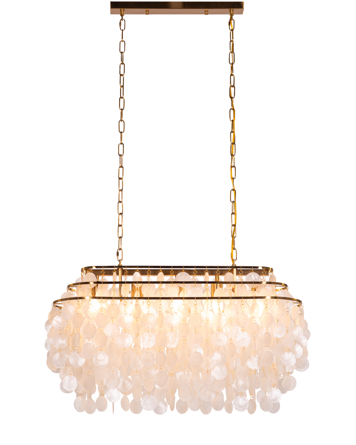 Moonstone (Rectangular, Gold, White) Mother Of Pearl Chandelier