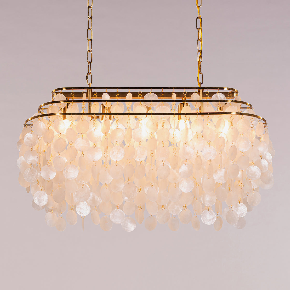 Moonstone (Rectangular, Gold, White) Mother Of Pearl Chandelier