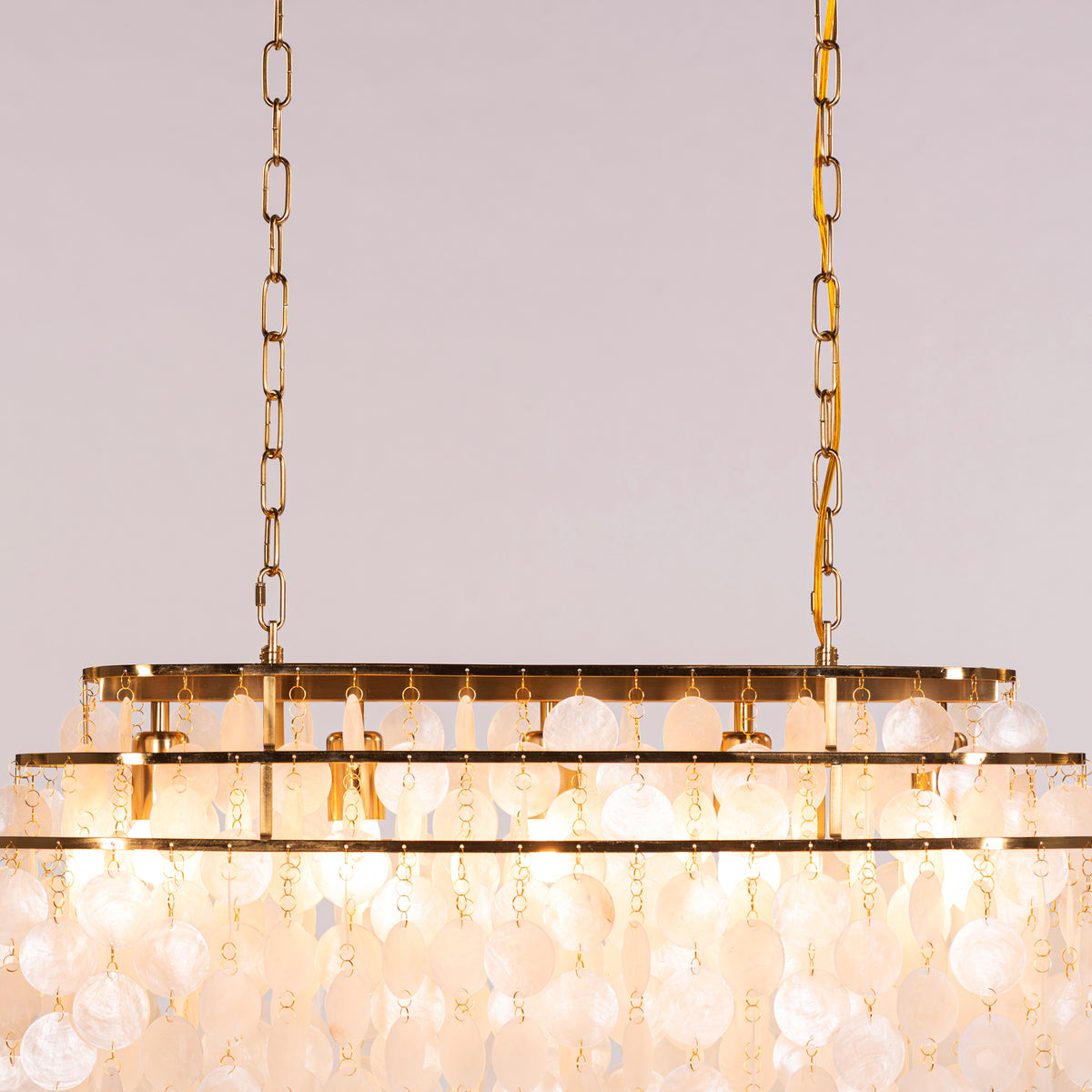 Moonstone (Rectangular, Gold, White) Mother Of Pearl Chandelier