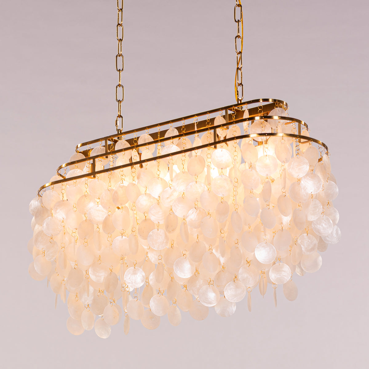 Moonstone (Rectangular, Gold, White) Mother Of Pearl Chandelier