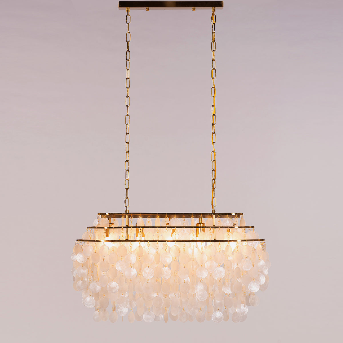 Moonstone (Rectangular, Gold, White) Mother Of Pearl Chandelier