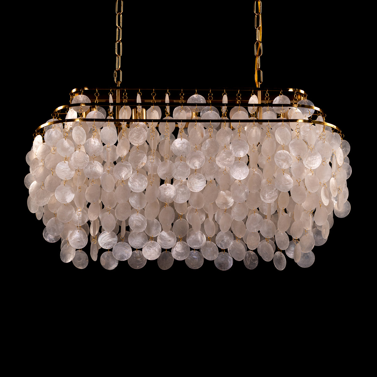 Moonstone (Rectangular, Gold, White) Mother Of Pearl Chandelier