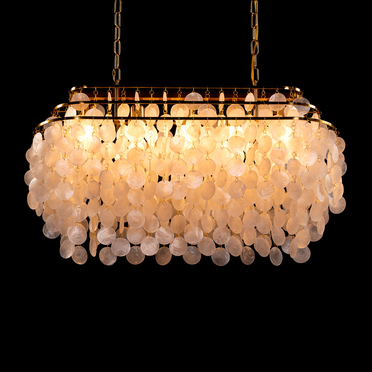 Moonstone (Rectangular, Gold, White) Mother Of Pearl Chandelier
