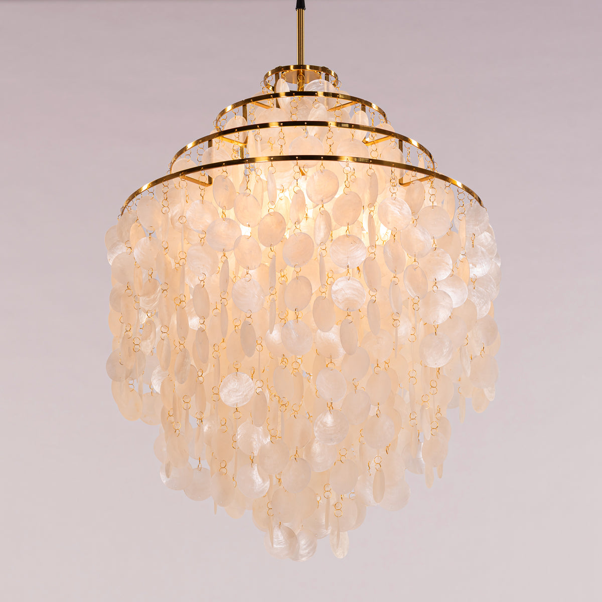 Moonstone (Round, Gold, White) Mother Of Pearl Chandelier
