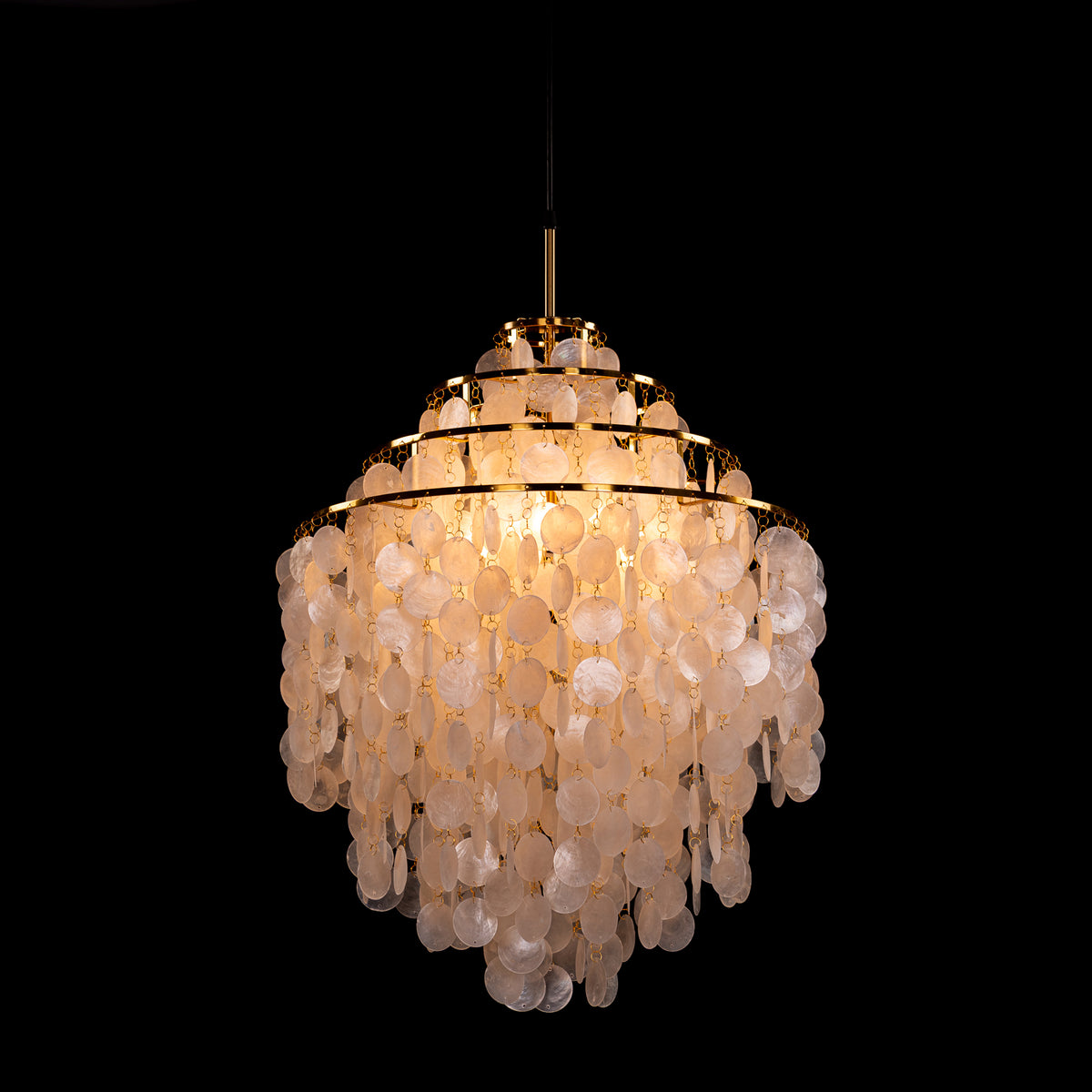 Moonstone (Round, Gold, White) Mother Of Pearl Chandelier