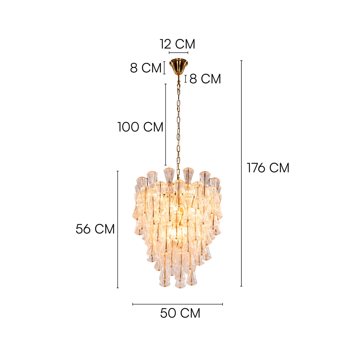 Light Rain (Gold) Textured Glass Chandelier