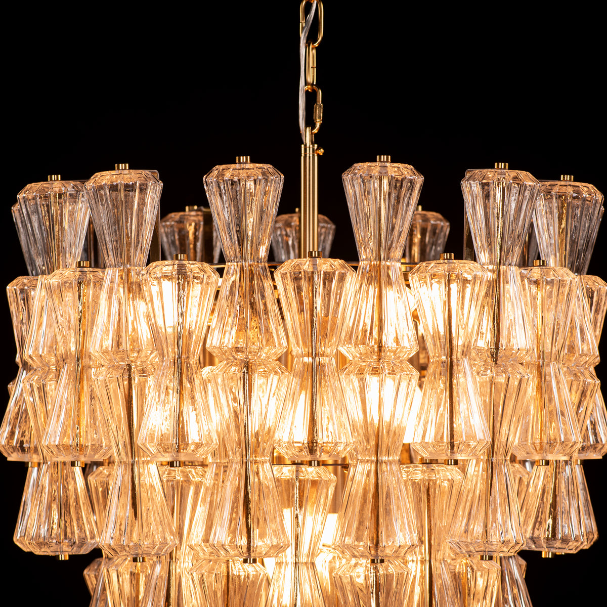 Light Rain (Gold) Textured Glass Chandelier