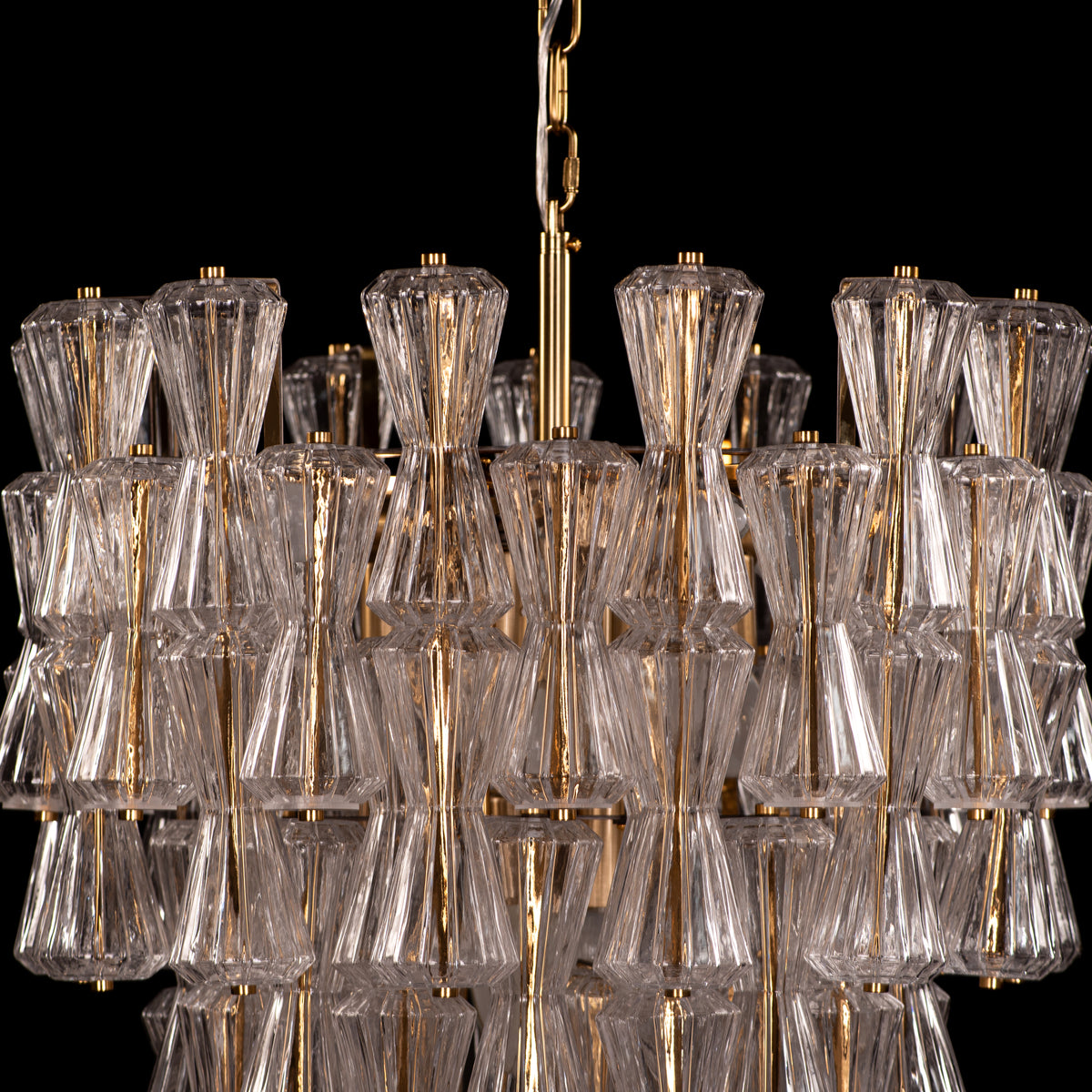 Light Rain (Gold) Textured Glass Chandelier