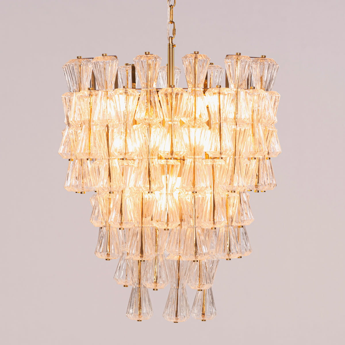 Light Rain (Gold) Textured Glass Chandelier