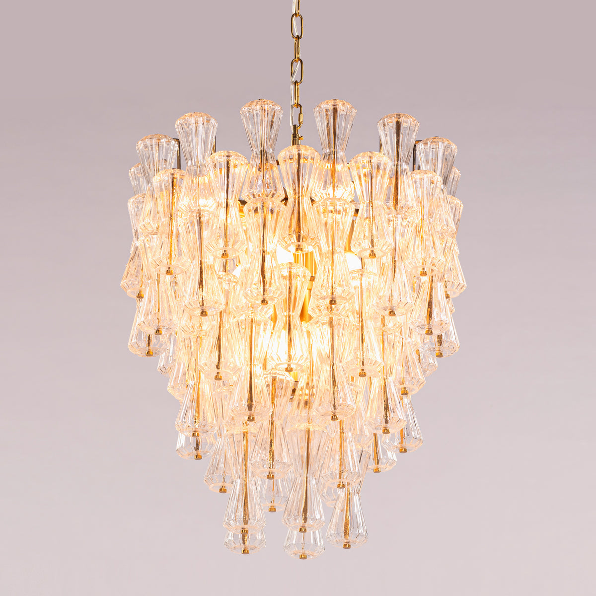Light Rain (Gold) Textured Glass Chandelier